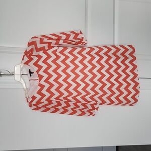 Coral and white chevron shift dress